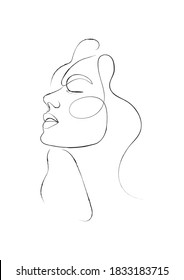 Continuous one line drawing. Abstract portrait of pretty young woman. Vector soft illustration