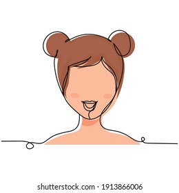 Continuous one line drawing of an abstract beautiful smile face. Vector illustration. Perfect for cards, party invitations, posters, stickers, clothing.