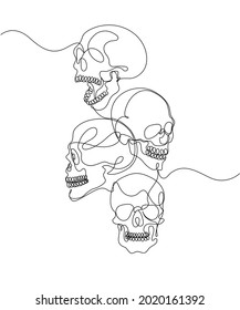 Continuous one line drawing. Abstract human skull. Vector illustration. Chillout. Logo	
