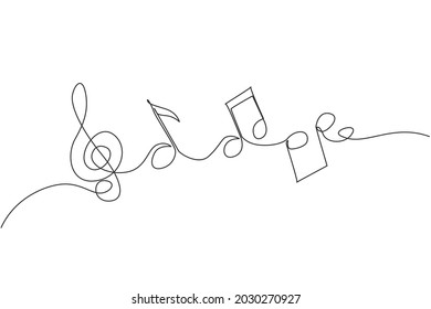 Continuous one line drawing abstract music note background  notes vector illustration  Outline sketch sound  Scribble hand drawn doodle sketch minimalism style  Single line draw design graphic