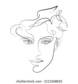 Dibujo continuo de una línea. Retrato abstracto de un joven de estilo moderno minimalista