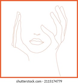 Continuous one line drawing of abstract minimal face and simplicity vector illustration