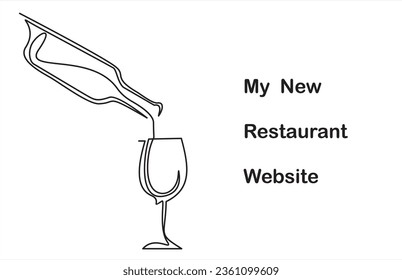Continuous one line drawing of abstract pouring wine into the wine glass. simple wine glass line art vector illustration.