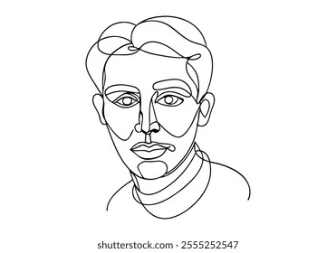 Continuous One line Drawing of an Abstract Human Face - Minimalist Artistic Expression