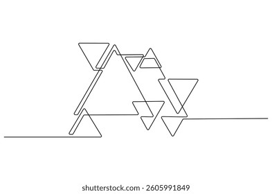 Continuous one line drawing of Abstract triangle. Single line drawing illustration of Triangle Wall Frame. Picture Frame concept vector art. Doodle line illustration.