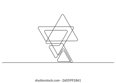 Continuous one line drawing of Abstract triangle. Single line drawing illustration of Triangle Wall Frame. Picture Frame concept vector art. Doodle line illustration.