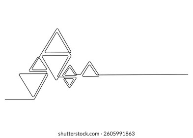 Continuous one line drawing of Abstract triangle. Single line drawing illustration of Triangle Wall Frame. Picture Frame concept vector art. Doodle line illustration.
