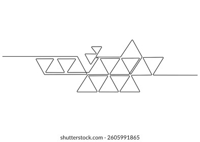 Continuous one line drawing of Abstract triangle. Single line drawing illustration of Triangle Wall Frame. Picture Frame concept vector art. Doodle line illustration.