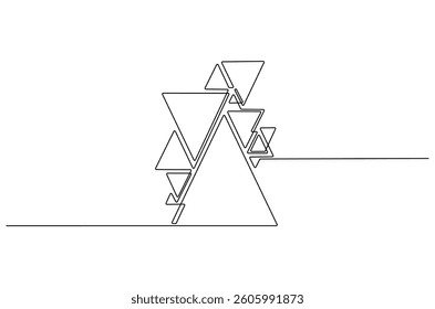 Continuous one line drawing of Abstract triangle. Single line drawing illustration of Triangle Wall Frame. Picture Frame concept vector art. Doodle line illustration.