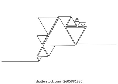 Continuous one line drawing of Abstract triangle. Single line drawing illustration of Triangle Wall Frame. Picture Frame concept vector art. Doodle line illustration.