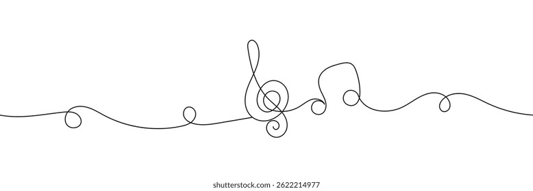 Continuous one line drawing abstract music note background, notes vector illustration. EPS 10 .