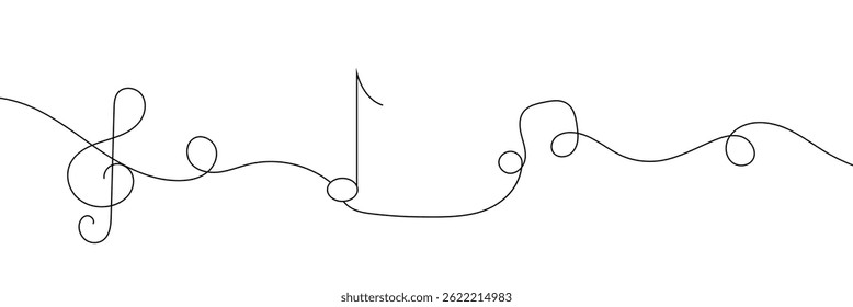 Continuous one line drawing abstract music note background, notes vector illustration. EPS 10 .
