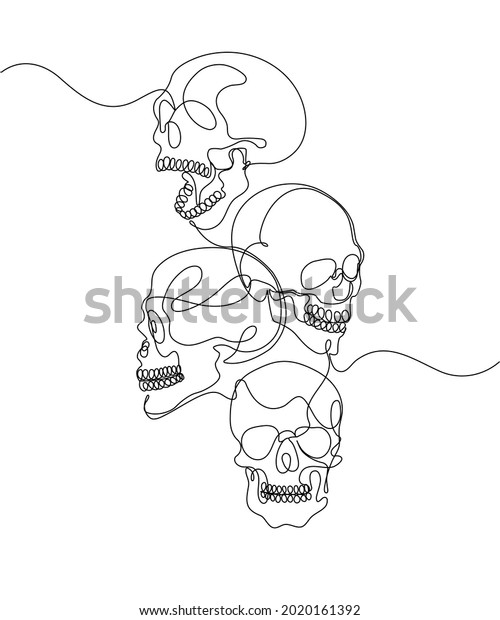 Continuous one line drawing. Abstract\
human skull. Vector illustration. Chillout.\
Logo	\
