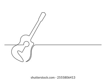 Continuous one line drawing of acoustic guitar. Vector illustration