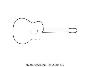 Continuous one line drawing of acoustic guitar. Vector illustration