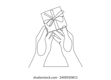 Continuous one line drawing The Act of Giving concept. Doodle vector illustration.