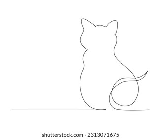 Kontinuierliche Zeichnung einer bezaubernden Katze. Cute cat line Art Vektorgrafik. Bearbeitbare Umrisslinie oder Schlaganfall.