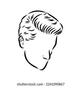 Continuous one line drawing of adult man portrait with beard and mustache. Fashionable men's style vector illustration. Sad guy in profile hand drawn contour sketch clip art.