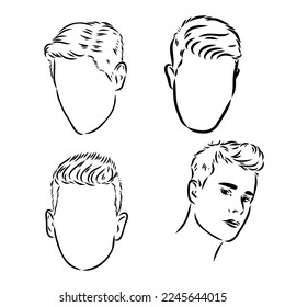 Continuous one line drawing of adult man portrait with beard and mustache. Fashionable men's style vector illustration. Sad guy in profile hand drawn contour sketch clip art.