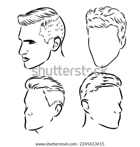 Continuous one line drawing of adult man portrait with beard and mustache. Fashionable men's style vector illustration. Sad guy in profile hand drawn contour sketch clip art.