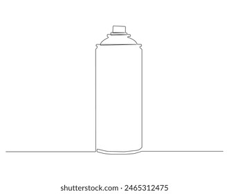 Dibujo continuo de una línea de pintura en aerosol. Ilustración de dibujo de una línea de lata de pulverización. Pintura para graffiti concepto arte lineal continuo. Esquema editable.