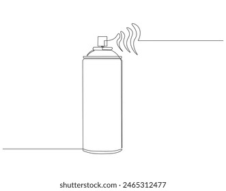 Continuous one line drawing of aerosol sprayer paint. One line drawing illustration of spray can. Paint for graffiti concept continuous line art. Editable outline.
