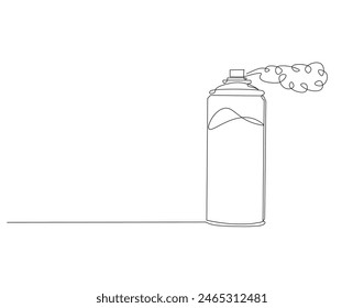 Continuous one line drawing of aerosol sprayer paint. One line drawing illustration of spray can. Paint for graffiti concept continuous line art. Editable outline.