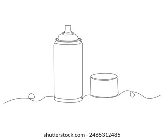 Continuous one line drawing of aerosol sprayer paint. One line drawing illustration of spray can. Paint for graffiti concept continuous line art. Editable outline.