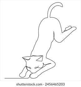 Continuous one line drawing of aesthetic cat pet outline vector illustration