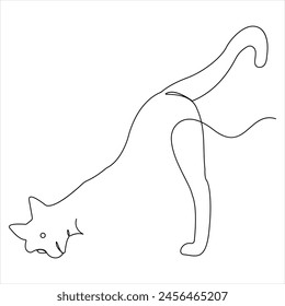 Continuous one line drawing of aesthetic cat pet outline vector illustration