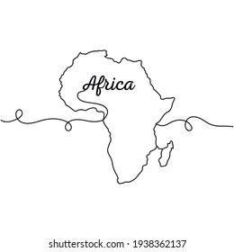 Continuous one line drawing of Africa map. Minimal style. Perfect for cards, party invitations, posters, stickers, clothing.
