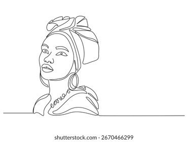 Uma linha contínua desenhando mulheres africanas