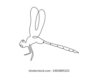 Dibujo continuo de una línea de una Ilustración vectorial de libélula ágil 