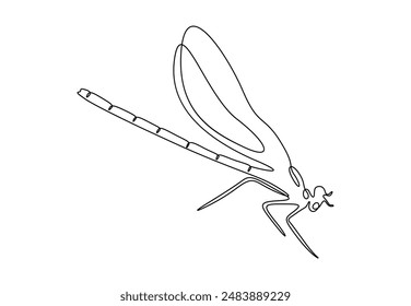 Continuous one line drawing of an agile dragonfly vector illustration 