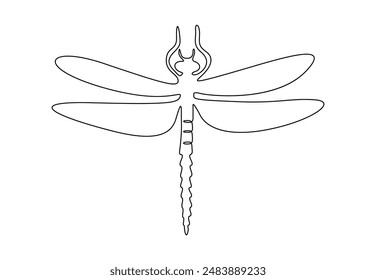 Continuous one line drawing of an agile dragonfly vector illustration 