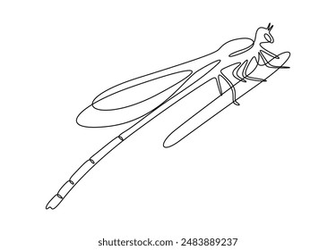 Dibujo continuo de una línea de una Ilustración vectorial de libélula ágil 