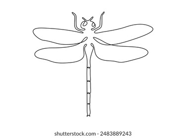 Continuous one line drawing of an agile dragonfly vector illustration 