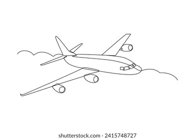 Dibujo continuo de una línea Concepto de transporte aéreo. Ilustración del vector Doodle.