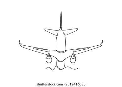 Continuous one line drawing air plane concept. Doodle vector illustration.	