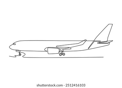 Continuous one line drawing air plane concept. Doodle vector illustration.	