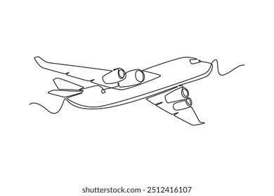 Concepto de plano de aire de dibujo continuo de una línea. Ilustración vectorial Doodle.	