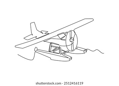 Continuous one line drawing air plane concept. Doodle vector illustration.	