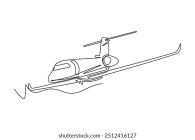 Concepto de plano de aire de dibujo continuo de una línea. Ilustración vectorial Doodle.	