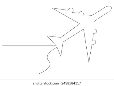 Dibujo continuo de una línea de avión hacia fuera ilustración vectorial de línea 