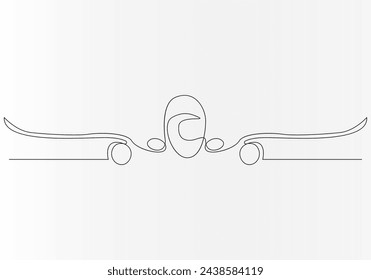 Continuous one line drawing of airplane out line vector art illustration 