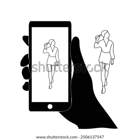 Continuous one line drawing Amateur Photoshoot,  Happy Couple, Photographer and Model Cartoon Characters. Photo Session, Woman Posing for Cameraman. Young Boyfriend Taking Girlfriend Photo