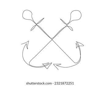 Continuous one line drawing of anchor marine. Anchor line art vector illustration. Nautical and maritime element. Editable stroke.	