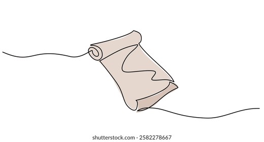 Continuous One line drawing of Ancient Scroll. Symbol of written history with a simple scroll design. Vector illustration hand drawn.
