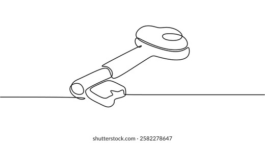 Continuous One line drawing of Antique Key. Symbolizing mystery with a minimalistic key design. Vector illustration hand drawn.