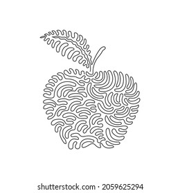 Continuous one line drawing apple fruit fresh appetizing delicious food. Healthy food single object. Organic natural food. Swirl curl style concept. Single line draw design graphic vector illustration